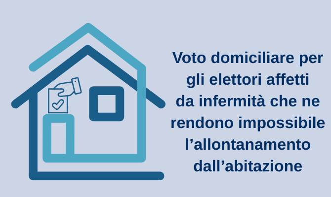 VOTO DOMICILIARE PER ELETTORI AFFETTI DA INFERMITA’ CHE NE RENDANO IMPOSSIBILE L’ALLONTANAMENTO DALL’ABITAZIONE  Consultazioni elettorali e referendarie di domenica 22 e lunedì 23 marzo 2026 - 